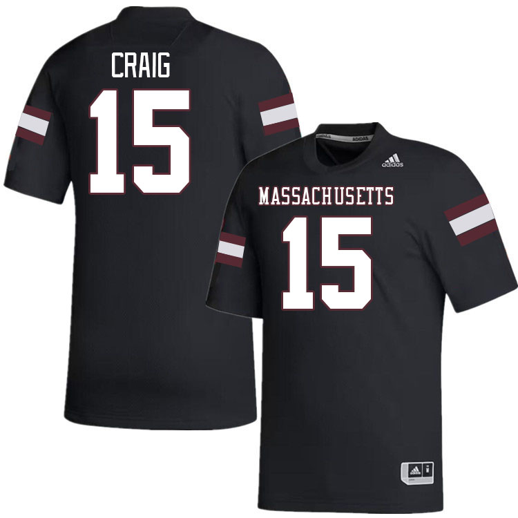 Massachusetts Minutemen #15 Derrieon Craig College Football Jerseys Stitched-Black